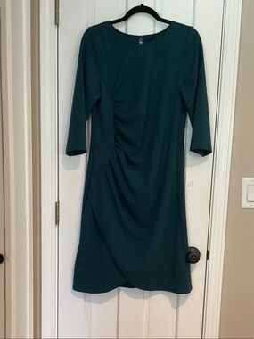 Long Sleeve Teal Ruched Sheath Dress
